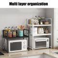 Microwave Storage Rack Kitchen High-capacity Seasoning Rack Bilayer Oven Modern PP Material Minimalism Kitchen Furniture. 