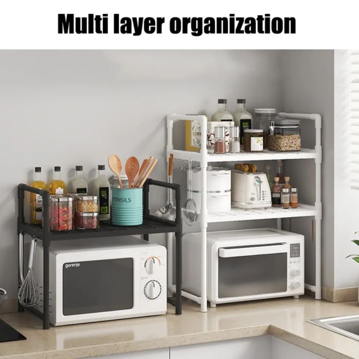 Microwave Storage Rack Kitchen High-capacity Seasoning Rack Bilayer Oven Modern PP Material Minimalism Kitchen Furniture