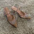 New Summer Women's Sandals Rhinestone Bright Mesh High Heels Footwear Elegant Slingback Pointed Slip on Party Lady Pumps Shoes. 