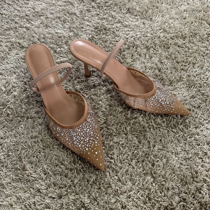 New%20Summer%20Women's%20Sandals%20Rhinestone%20Bright%20Mesh%20High%20Heels%20Footwear%20Elegant%20Slingback%20Pointed%20Slip%20on%20Party%20Lady%20Pumps%20Shoes%20-%20Image%203