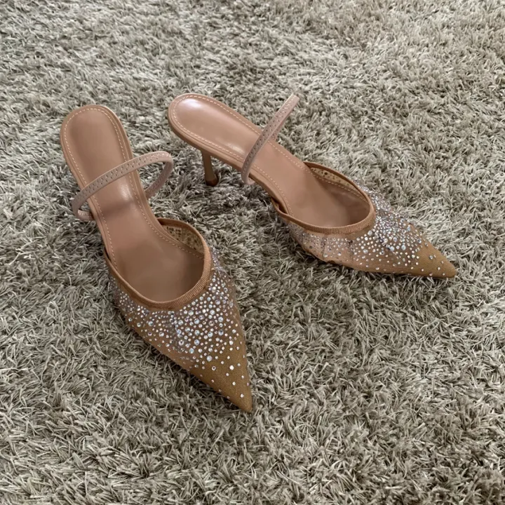 New%20Summer%20Women's%20Sandals%20Rhinestone%20Bright%20Mesh%20High%20Heels%20Footwear%20Elegant%20Slingback%20Pointed%20Slip%20on%20Party%20Lady%20Pumps%20Shoes%20-%20Image%203