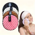 Microfiber cloth pad facial makeup remover puff round mesh grain cotton double-layer cleansing towel reusable cleaning wipes. 