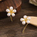 New Trendy Flower Shaped White Pearl Ear Hooks Fresh, Sweet and Creative Pastoral Style Earringsfor Women Bridal Engagement Wedd.