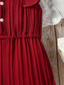 Kids Baby Girl's Solid Sleeveless Bodysuit For Summer European and American style Casual Jumpsuit. 