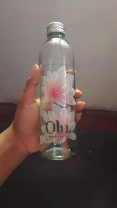 Olu tropical  glass water bottle