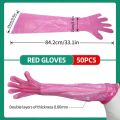 50Pcs Disposable Soft Plastic Vet Gloves Durable Disposable Farm Gloves Long Arm Veterinary Examination Rectal Examination. 