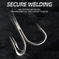 ShareShark 50pcs/box Fishing Treble Hooks Kit High Carbon Steel Hooks Strong  Round Bend with Split Rings for Lures Baits. 