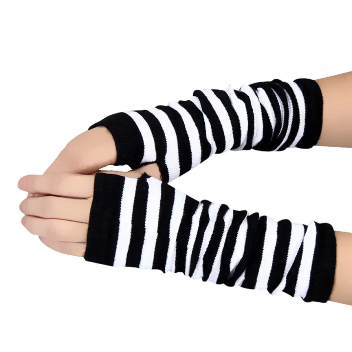Women%20Long%20Sleeve%20Gothic%20Striped%20Fingerless%20Arm%20Warmer%20Knitted%20Women's%20Casual%20Solid%20Color%20Fashion%20Gloves%20Punk%20Arm%20Accessories%20-%20Image%205