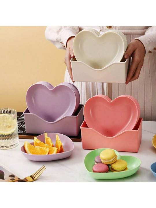 1/5/10/20pcs%20Plastic%20Heart%20Shaped%20Dinner%20Plate%20Set%20-%20Red%20And%20Pink%20Heart%20Themed%20Fruit%20Snacks%20Plate,Suitable%20For%20All%20Parties%20-%20Image%206