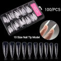 20/100Pcs Quick Building Nail Mold Tips For Acrylic Nails Clear Fake Nail Art Molds Nail Extension Builder Mold Manicure Tool. 