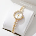 Fashion Women's Watches Ladies Imitation Pearls Alloy Band Analog Quartz Wristwatch Reloj Mujer（Without Box）. 