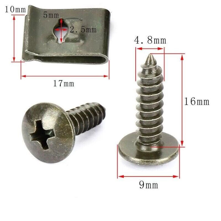 100Pcs-10Pc%20Mixed%20Car%20Metal%20Screw%20Tapping%20Fastener%20Clip%20U-Type%20Clip%20with%20Screw%20Anti-rust%20Protection%20Clip%20Screw%20Buckle%20Iron%20Sheet%20-%20Image%203