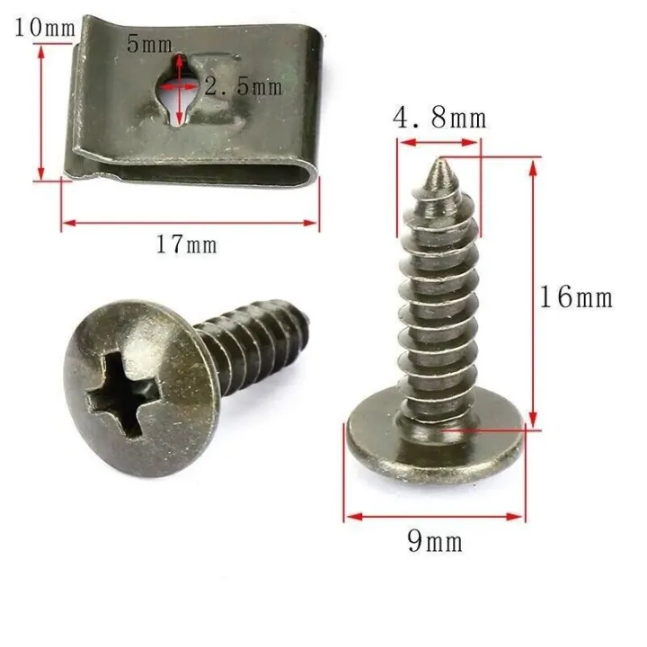 100Pcs-10Pc%20Mixed%20Car%20Metal%20Screw%20Tapping%20Fastener%20Clip%20U-Type%20Clip%20with%20Screw%20Anti-rust%20Protection%20Clip%20Screw%20Buckle%20Iron%20Sheet%20-%20Image%203