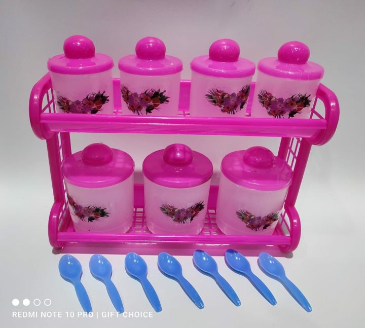 Kitchen%20Set%20Organizer%20Plastic%20Spice%20Containers%20With%20Rack%20-%207Pcs%20-%20Image%202