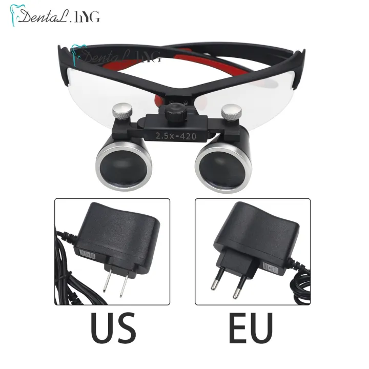 Dental%20Loupes%202.5/3.5x%20Magnifier%20Lab%20Medical%20Magnification%20Binocular%20Magnifier%20Headlight%20Headlamp%205W%20Spot%20Light%20With%20Battery%20-%20Image%203