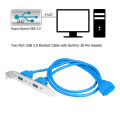 20-Pin Header Cable High Speed USB 3.0 Back Panel Expansion Bracket 2 Ports Motherboard 5Gbps Data Extension Cable.