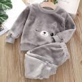 Boys Coral Fleece Pajama Sets Plus Velvet Thick Flannel Homewear Children Winter Warm Sleepwear Suit 2Pcs Girls Pantsuit. 
