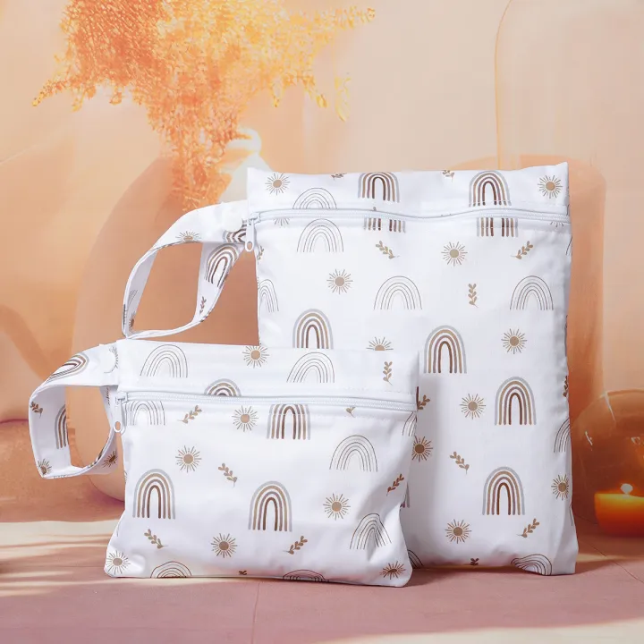 Elinfant 2PCS Storage Bag For Small Items, 18*25cm&18X14cm Waterproof Diaper Bag,Portable Wet/Dry Bag