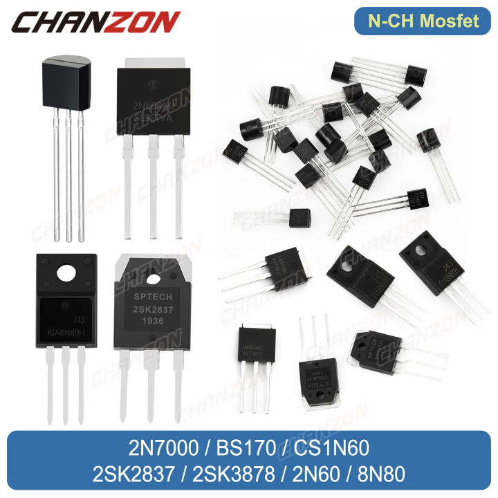 Original 2N7000 BS170 2SK2837 2SK3878 2N60 8N80 N-Channel Mosfet Transistor TO-92 TO-3P TO-251 TO-220F Integrated Circuit