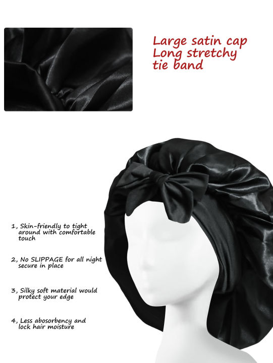 Satin%20Bonnet%20Silk%20Bonnet%20Adjustable%20Bonne%20For%20Sleeping%20Hair%20Bonnet%20With%20Tie%20Band%20Bonnets%20For%20Women%20Men%20-%20Image%203