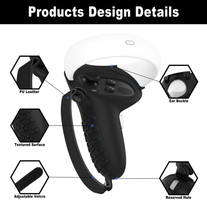 HUNDAI%20New%20VR%20Accessories%20Protective%20Cover%20For%20Oculus%20Quest%202%20VR%20Touch%20Controller%20Silicone%20Cover%20Skin%20Handle%20Grip%20With%20Knuckle%20-%20Image%204