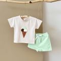 2Pcs Boy Girl Summer New Baby Clothes Sets Children Clothing Ice Cream Print T-shirt+Shorts Infant Toddler Outfit Suit Clothes. 