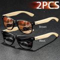 2PCS Fashion Classic Bamboo Wood Sunglasses Men Women Driving Fishing Colorful Trendy Lightweight Outdoor Goggles. 