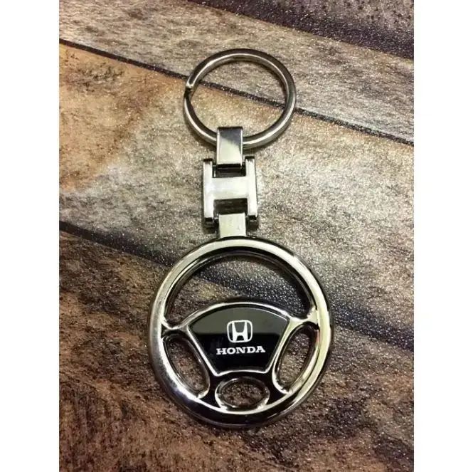 Car Steering Wheel Style Keychain With Honda Logo Metal Key Ring Gift Item For Men , Womens