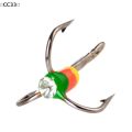 5Pcs Fishing Hook Winter Ice Fishing Hook Three-jaw Hook With Rhinestones High Carbon Steel Tackle Tool 6# 8# 10# 12#〔CC33〕. 