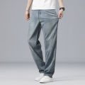 Summer Ultra-thin Lyocell Men's Jeans Drape Soft Fabric Loose Straight Casual Denim Pants Elastic Ice Silk Male Trousers. 