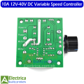 10A 12V-40V DC Motor or Fan Variable Speed Controller With Speed Control Knob by Electrica. 