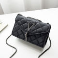 Black Luxury Handbags And Purse Women PU Leather Messenger Shoulder Bag Plaid Female Crossbody Bag Tassel Quilted Brand.