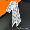 Korean Summer New Luxurious Check Female Decoration Twill Long Ribbon Binding Bag Silk Ribbon Hair Belt Hot Selling Small Scarf.