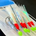TAKBAS 1/3/5Packs Sabiki Rigs Saltwater, Fish Skin Mackerel Feathers Rigs, Sea Fishing Rigs with Luminous Beads Flasher Rig.