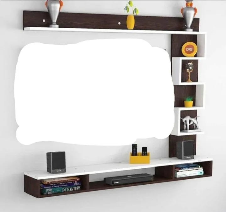 Wall%20Mount%20Unit/TV%20Stand/LCD%20Cabinet/%20Entertainment%20Unit/Set%20Top%20Box%20Stand%20(White%20and%20Brown)%20(%2043%20Inch)(D.I.Y)%20-%20Image%202