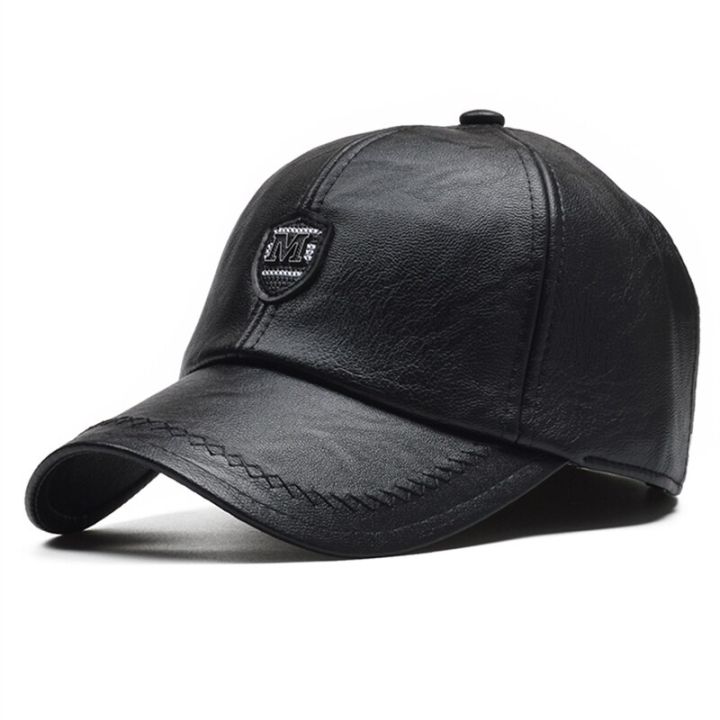 M%20Label%20Pu%20Leather%20Baseball%20Caps%20Spring%20and%20Autumn%20Outdoor%20Adjustable%20Casual%20Hats%20Sunscreen%20Hat%20-%20Image%202