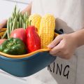 Vegetable and Fruit Washing Basin Has 2 Layers, Used for Washing (Assorted Colors), Designed to Be Used in a Convenient Way. There Are Drainage Holes at the Bottom *Ready to Ship. 