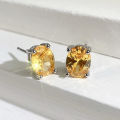 Huitan Simple Stud Earrings with Oval CZ for Lady Daily Wear Ear Accessories Teens Low-key Women's Earrings Statement Jewelry. 