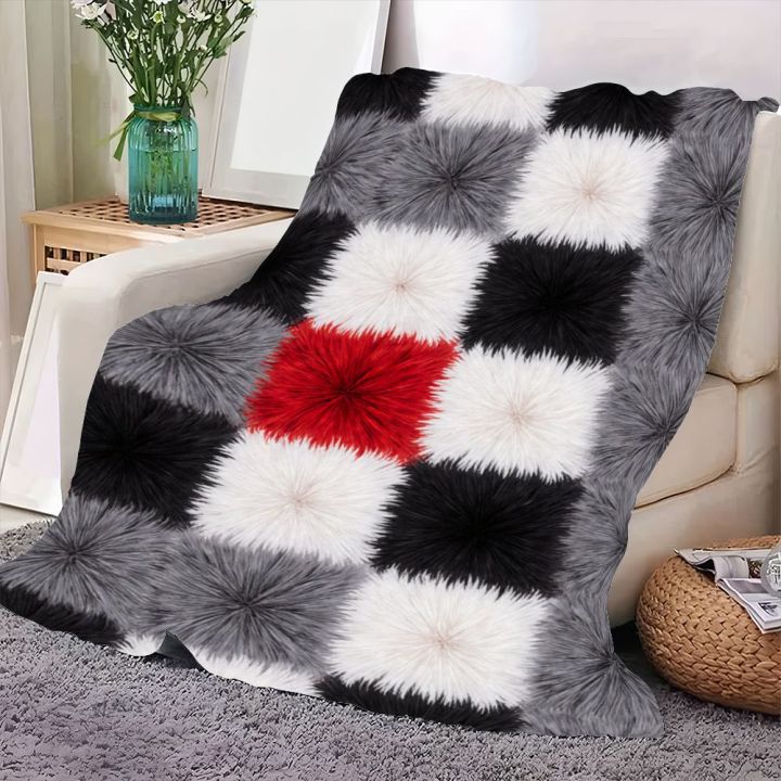 Whimsical%20Fluffy%20Fur-Like%20Pattern%20Throw%20Blanket%20-%20Soft%20Plush%20Grid%20Design%20with%20Checkerboard%20Black,%20White,%20Gray,%20and%20Vibrant%20Red%20S%20-%20Image%203