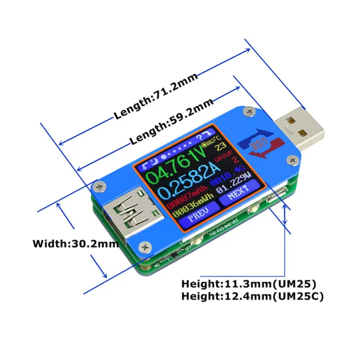 Sensor Ampermeter Type- C USB Tester Digital DC Voltmeter Ammeter Voltage Electric ...