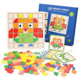 120Pcs Wooden Mosaic Puzzle Toy Montessori Kids Wooden 3D Geometric Shape Jigsaw Puzzle Board Set Baby Early Education Toys for. 