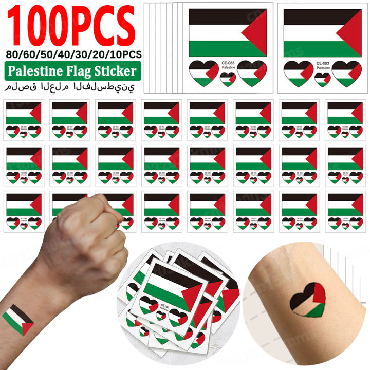 10-100pcs Palestine Face Arm Stickers Water Transfer Sticker Vibrant Colors Palestine Flag Tattoo Sticker Effortless Removal