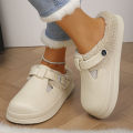 Winter Warm Fluffy Clogs Slippers Women Eva Waterproof Non Slip Home Slides Woman Lightweight Soft Sole Fuzzy Cotton Slippers. 