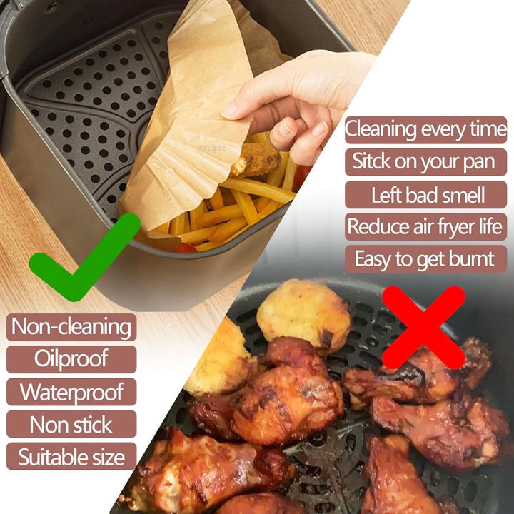 Air%20Fryer%20Liners%20Disposable%20100pcs%20Parchment%20Paper%20Square%20Liners%20Round%20Liners%20Free%20of%20Bleach%20Non-Stick%20Oil-proof%20and%20Waterproof%20-%20Image%205