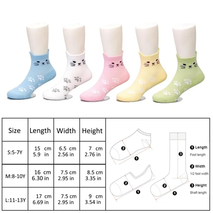5%20Pairs%20Cartoon%20Cat%20Patterned%20Girls%20Socks%20Soft%20Comfortable%20Cotton%20All-Season%20Children's%20Socks%20Daily%20Wear%20Socks%20-%20Image%202