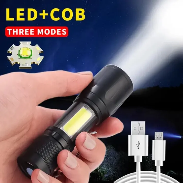 Torch%20-%20Mini%20LED%20Micro%20USB%20Charging%20with%20Cable%20and%20Case%20-%20Powerful%20Flashlight%203800LM%20XPE%20COB%20Small%20Rechargeable%20-%20FlashLight%20Zoomable%20-%20Image%204