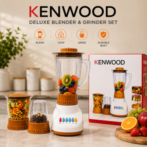 KENWOOD Plus Home Appliances – Deluxe Blender and Grinder Model: KWR-3001.6B 3 IN 1 | Kitchen Gadget