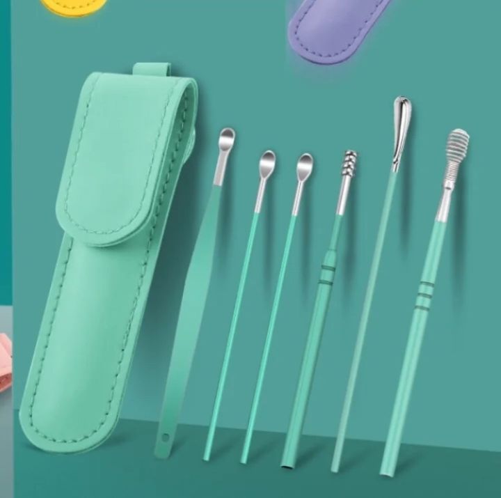 6Pcs/set Ear Wax Pickers Stainless Steel Ear Picking Tool Piercing Kit Earwax Clean Tools Ea...