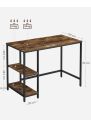 Computer Desk, Writing Desk with 2 Shelves on Left or Right, Work Table for Office Living Room, Steel Frame, Industrial, Rustic Brown and Black LWD046B01. 