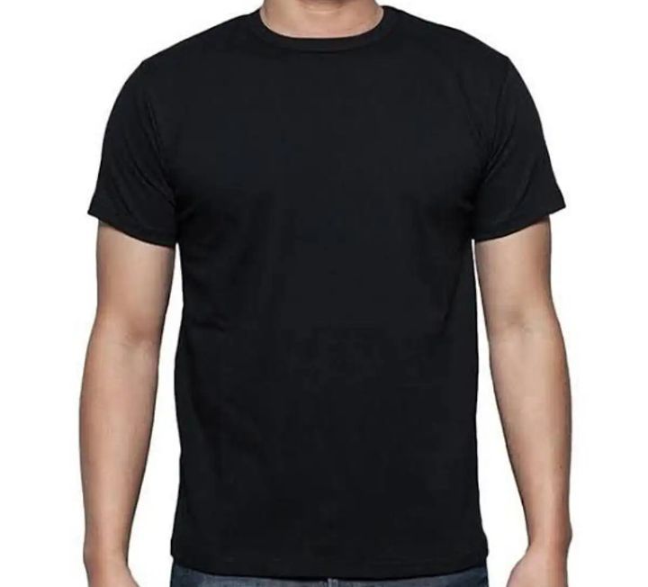 T Shirt Plain Black Colored Summer Top Half Sleeve Tee Shirt Round Neck Cotton Trendy T-shirt Casual T shirt Spring Wear Smart Fit Half Sleeve Tee Shirt - Export Quality Simple Shirt For Men's and Women's - TShirts for Kids